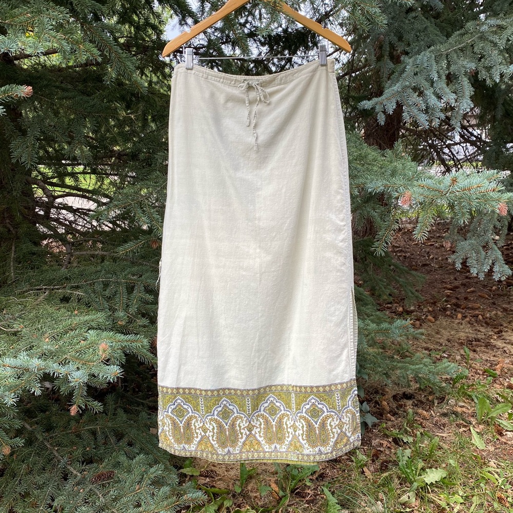 Sage Green Cotton Hippie Skirt - Picture 2 of 16
